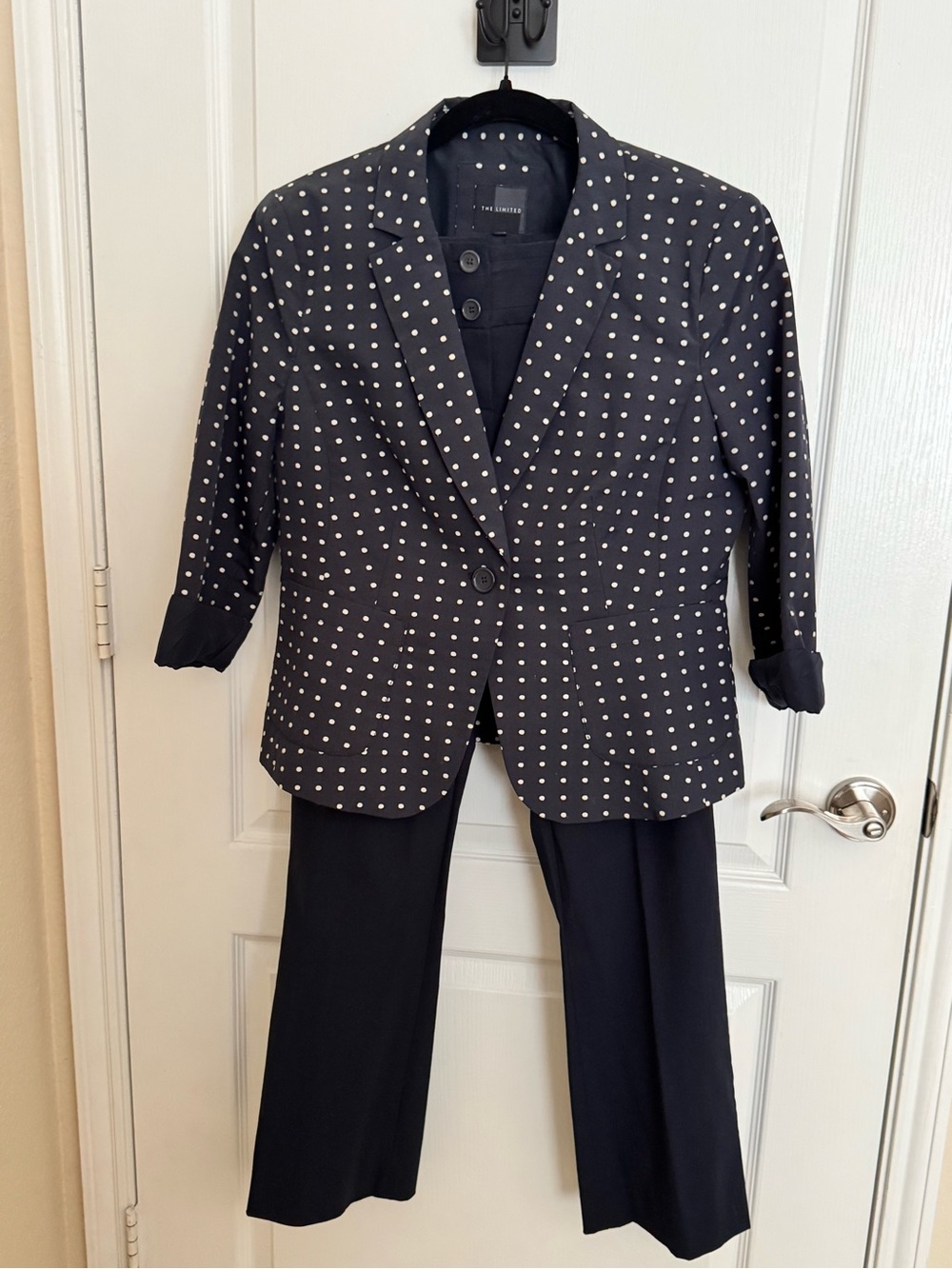 The Limited Navy Polka Dot Blazer and Pants Set